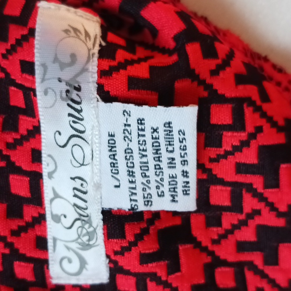 San Souci juniors red & black pattern mini-dress size L - Picture 8 of 9